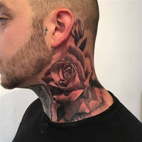 rose neck tattoo|rose neck tattoos for men.